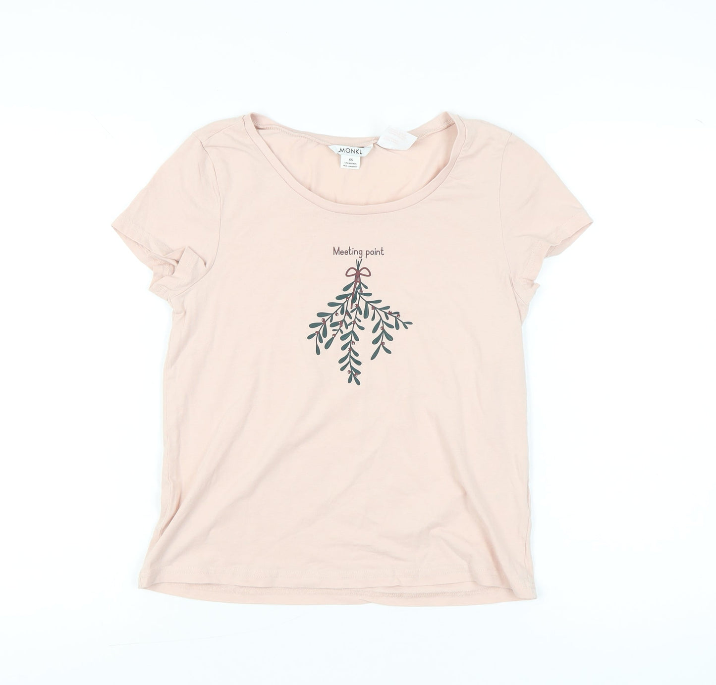 Womens UK Size XS Monki Pink Basic T-Shirt