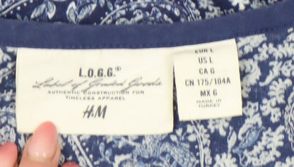 Womens UK Size L H&M Blue Tunic Blouse