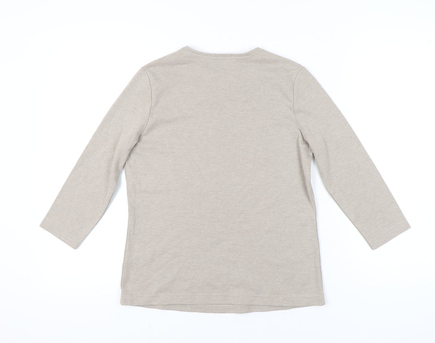 Womens UK Size 12 VIZ-A-VIZ Beige Basic T-Shirt
