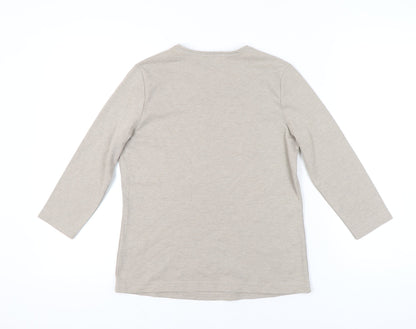 Womens UK Size 12 VIZ-A-VIZ Beige Basic T-Shirt