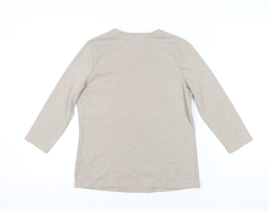Womens UK Size 12 VIZ-A-VIZ Beige Basic T-Shirt