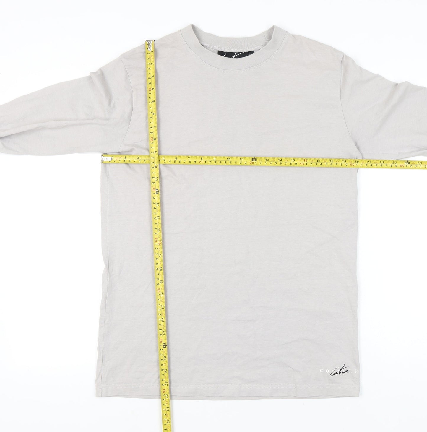 The Couture Club Men’s Grey Long Sleeve Cotton T-Shirt Size M