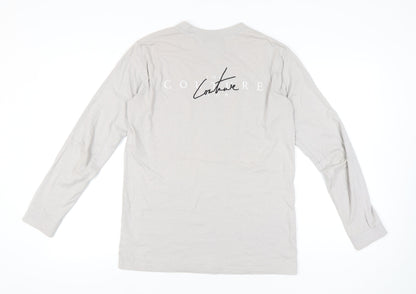 The Couture Club Men’s Grey Long Sleeve Cotton T-Shirt Size M