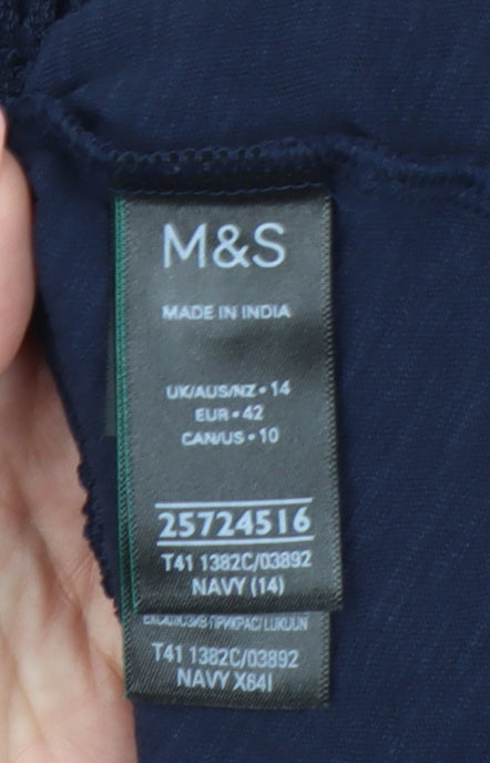 Womens UK Size 14 Marks and Spencer Blue Tunic Blouse