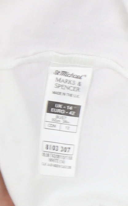 Womens UK Size 14 Marks and Spencer White Basic T-Shirt