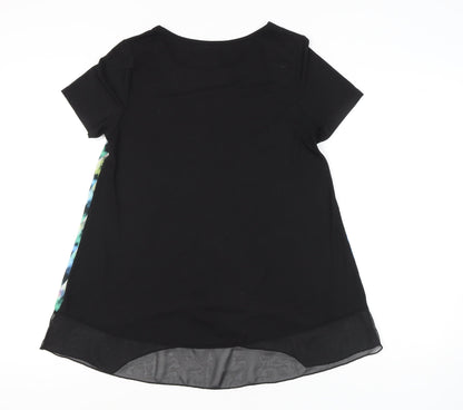 Ikiler Womens Black Multicoloured Tunic Blouse Size 12 Short Sleeve