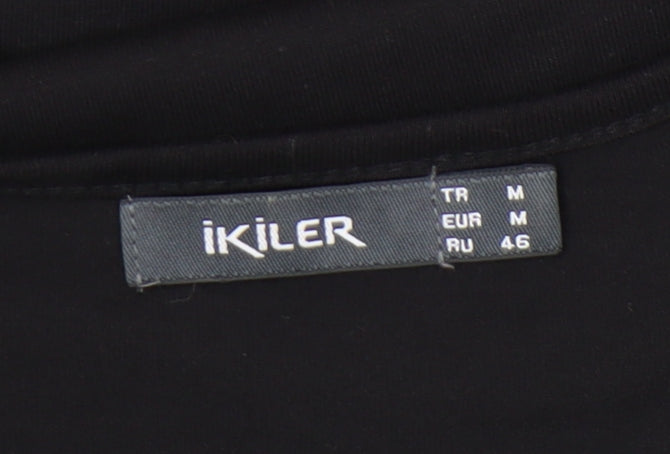Ikiler Womens Black Multicoloured Tunic Blouse Size 12 Short Sleeve