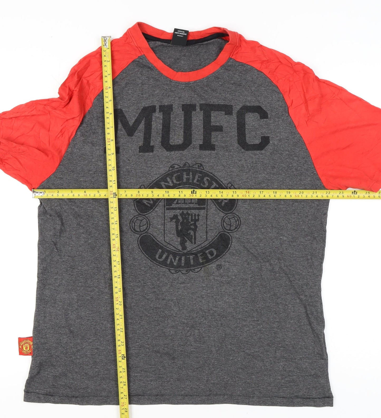 Manchester United Mens XL Grey Red Graphic Print T-Shirt