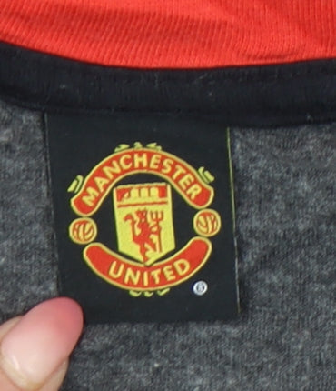 Manchester United Mens XL Grey Red Graphic Print T-Shirt