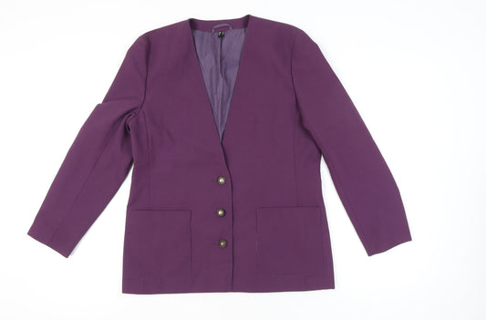 C&A Women Purple Blazer Jacket Size 14 Formal Workwear
