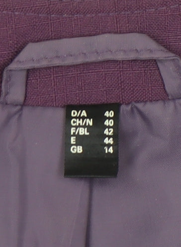 C&A Women Purple Blazer Jacket Size 14 Formal Workwear