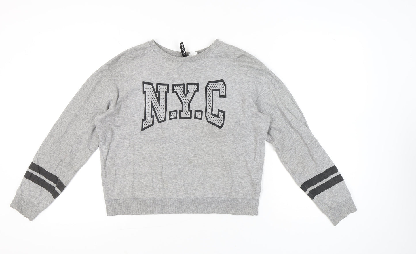 H&M Women Grey NYC Logo Sweatshirt Medium Regular Fit Pullover