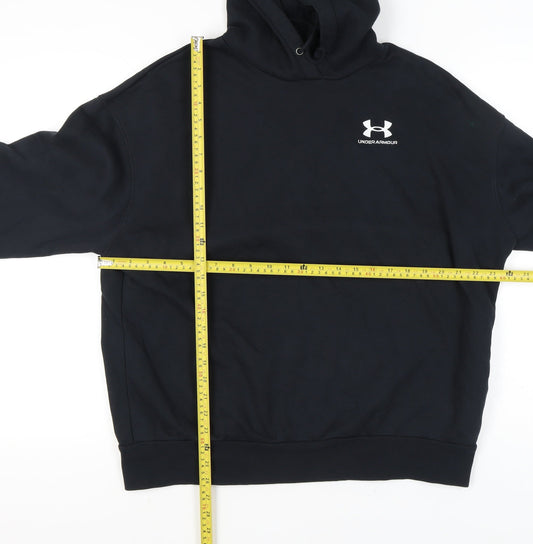 Under Armour Men’s Black Pullover Hoodie Size M Fleece Logo Athletic