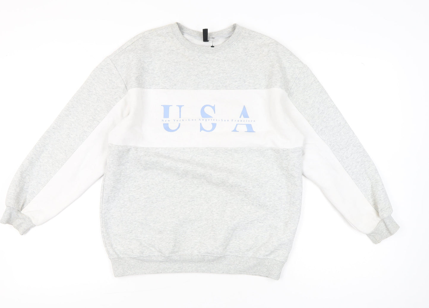 H&M Divided Womens Grey White USA Print Sweatshirt XS