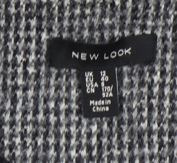 New Look Women’s Grey Herringbone Wool Blend Long Overcoat Size 12