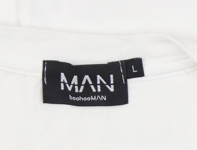 Mens UK Size L boohooMAN White  T-Shirt