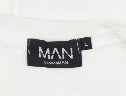 Mens UK Size L boohooMAN White  T-Shirt