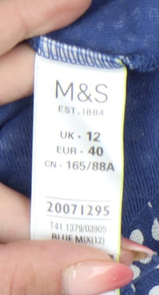 Womens UK Size 12 Marks and Spencer Blue Basic T-Shirt