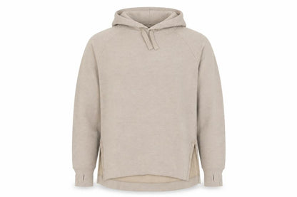 Front view of JACHS Girlfriend unisex beige pullover hoodie m regular fit fleece