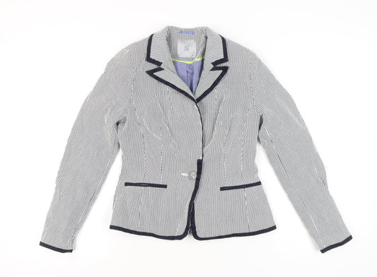 TU Women’s Black Striped Blazer Size 8 Single Breasted Jacket