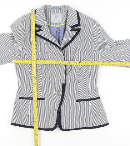 TU Women’s Black Striped Blazer Size 8 Single Breasted Jacket