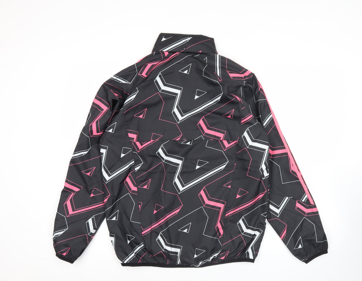 Adidas Womens Black Geometric Track Jacket Size 12 Lightweight Sports