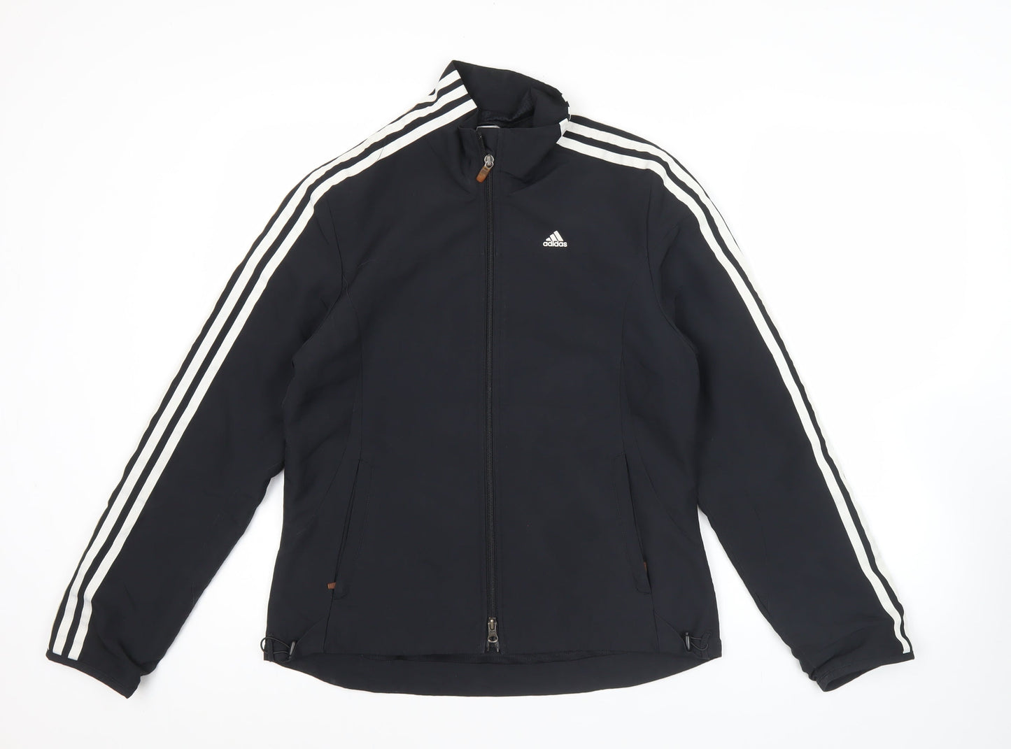 Adidas Womens Black Size 12 Track Jacket Full Zip Sportswear