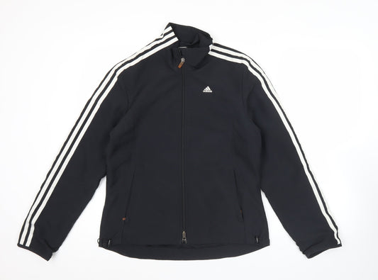 Adidas Womens Black Size 12 Track Jacket Full Zip Sportswear