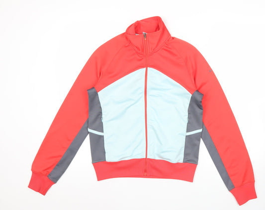 Nike Womens Red Blue Grey Track Jacket Size S Full Zip Dri-FIT