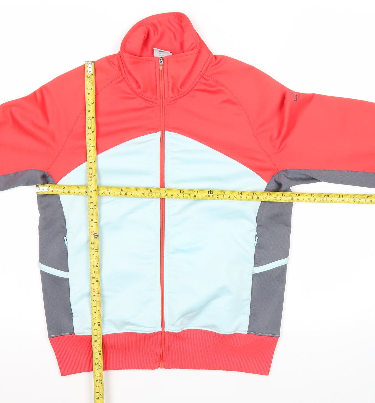 Nike Womens Red Blue Grey Track Jacket Size S Full Zip Dri-FIT