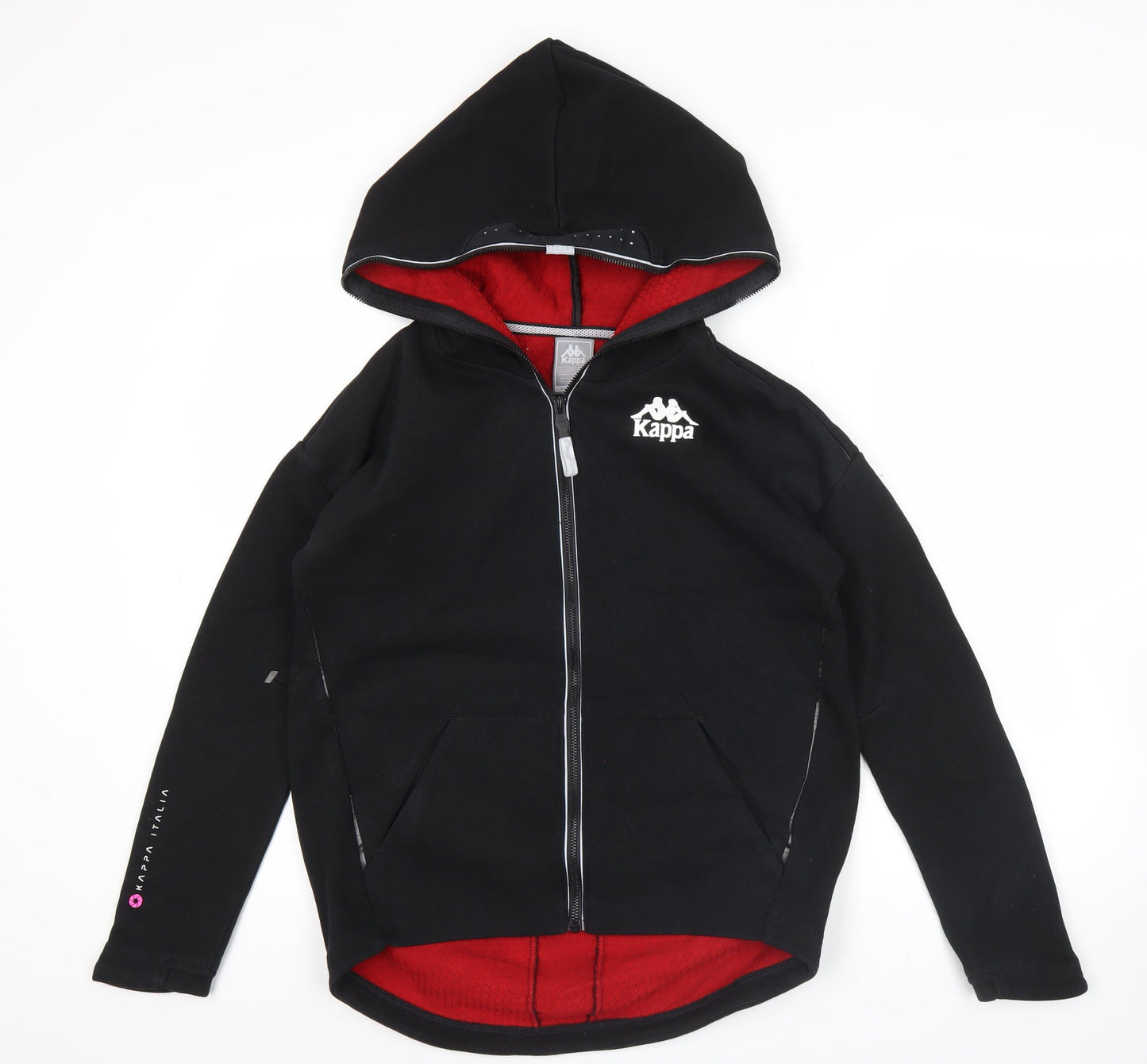 Kappa Womens Black Full Zip Hoodie Sweatshirt Size M Logo Graphic