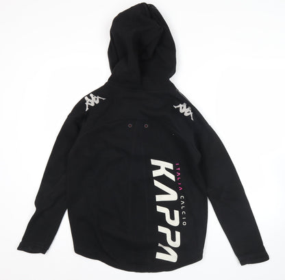 Kappa Womens Black Full Zip Hoodie Sweatshirt Size M Logo Graphic