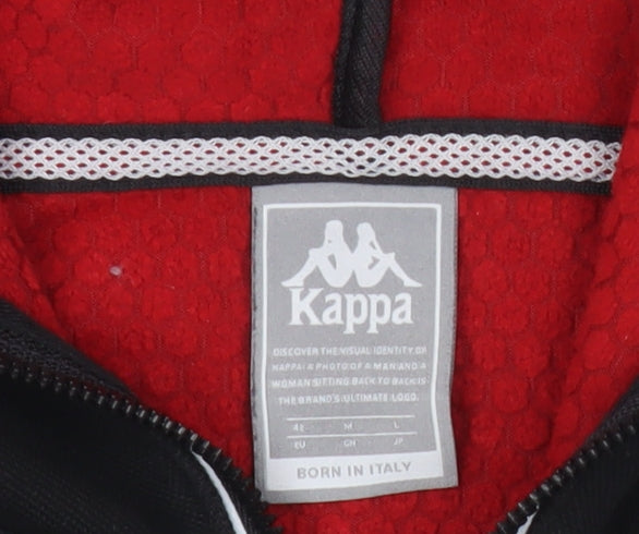 Kappa Womens Black Full Zip Hoodie Sweatshirt Size M Logo Graphic