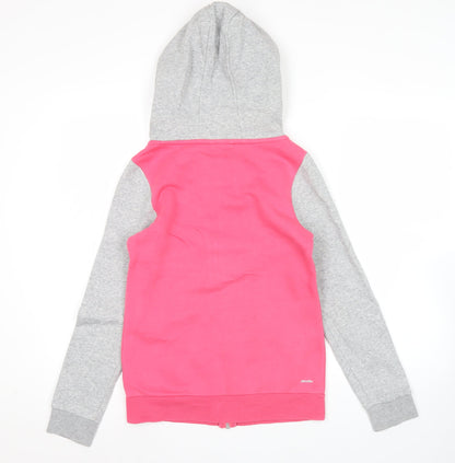 Adidas Womens Pink Grey Full Zip Hoodie Size 8 UK Cotton Blend
