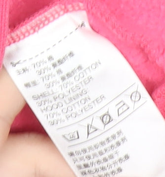 Adidas Womens Pink Grey Full Zip Hoodie Size 8 UK Cotton Blend