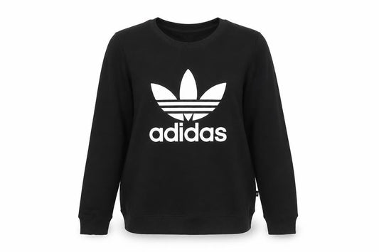 Front view of Adidas women’s black logo sweatshirt uk m cotton blend crew neck