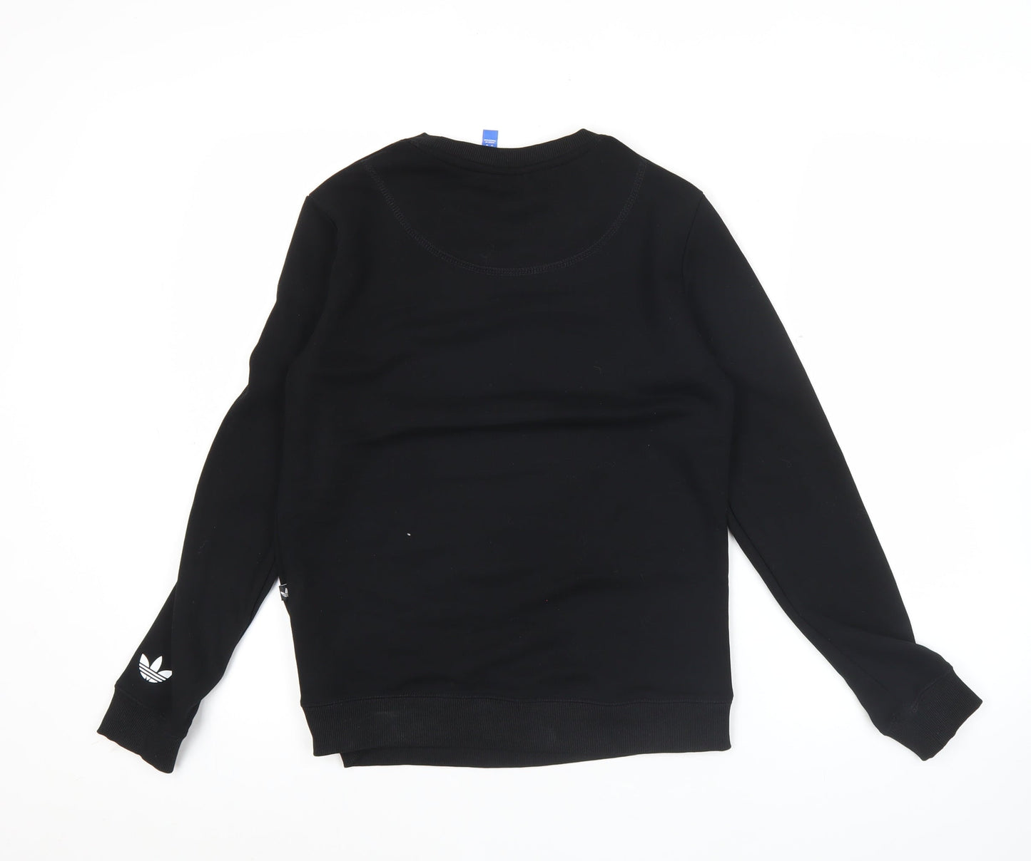 Adidas Womens Black Logo Sweatshirt UK M Cotton Blend Crew Neck