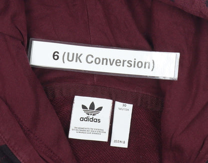 Adidas Womens Burgundy Hoodie Size 6 Cropped Pullover Leopard Print