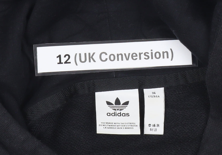 Adidas Womens Black Hoodie Size 12 Pullover Relaxed Fit Logo
