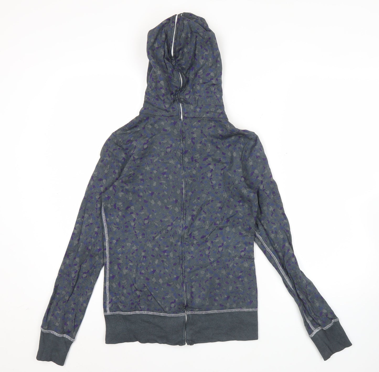 Nike Womens Grey Purple Full Zip Hoodie Sweatshirt Size M Cotton Blend