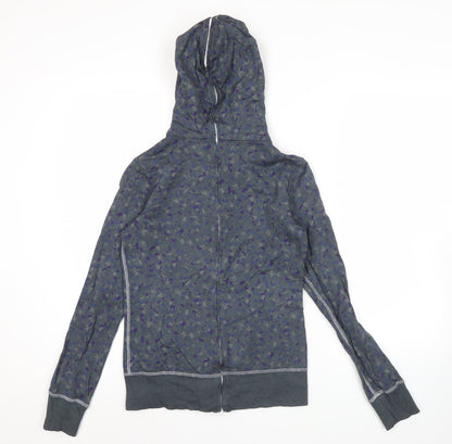 Nike Womens Grey Purple Full Zip Hoodie Sweatshirt Size M Cotton Blend