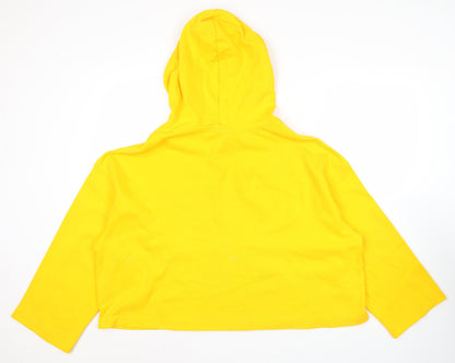 Skechers Womens Yellow Hoodie Size 8 Pullover Logo Hooded Sweatshirt