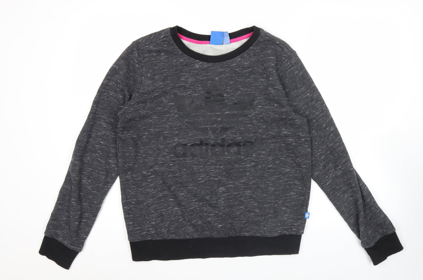 Adidas Women's Grey Logo Sweatshirt Size 12 Pullover Crew Neck