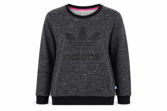 Front view of Adidas Women's Grey Logo Sweatshirt, size 12, Pullover Crew Neck