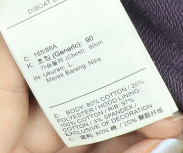 Nike Women's Purple Hoodie L Pullover Cotton Blend Pockets Logo