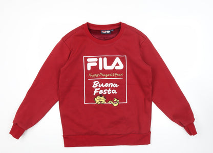 Mens UK Size XS FILA Red Pullover Sweatshirt
