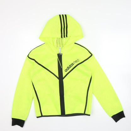 Adidas Neo Womens Yellow Size 10 Track Jacket Full Zip Hooded Sportswear