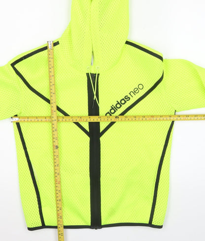 Adidas Neo Womens Yellow Size 10 Track Jacket Full Zip Hooded Sportswear