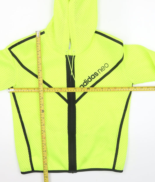 Adidas Neo Womens Yellow Size 10 Track Jacket Full Zip Hooded Sportswear