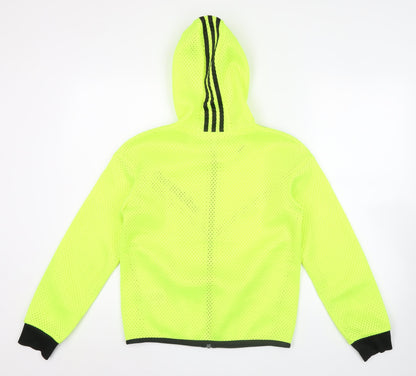 Adidas Neo Womens Yellow Size 10 Track Jacket Full Zip Hooded Sportswear